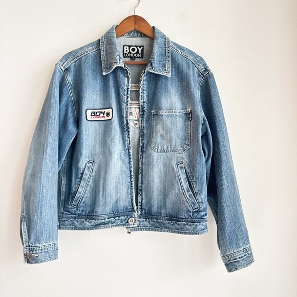 Vintage Boy London Denim PAtchowrk  Distressed Jacket M - Picture 2 of 8